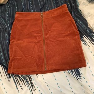 Corduroy Zip Up Skirt